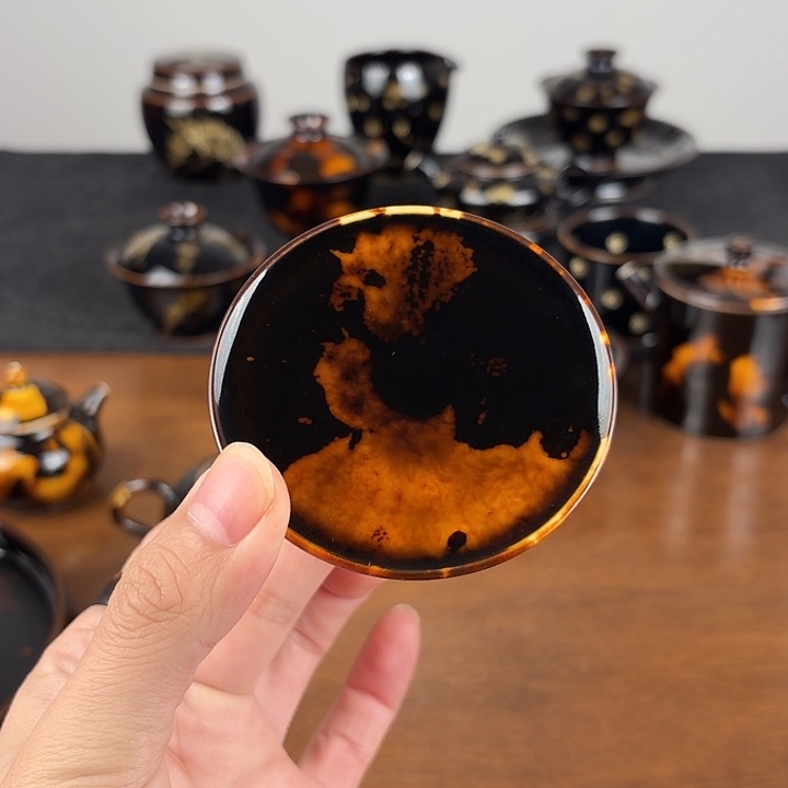 瓷玳瑁釉高足盖置