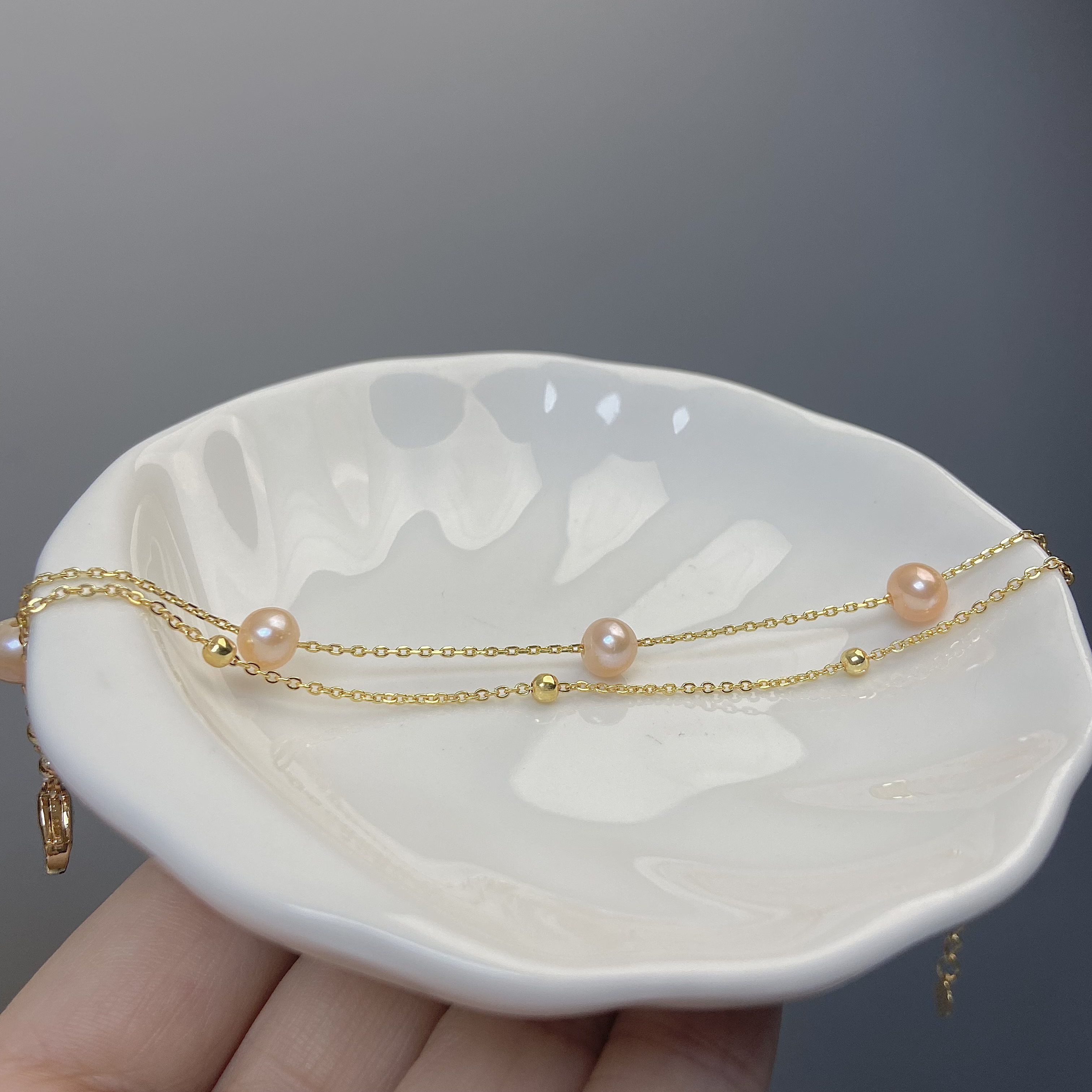 674 粉色-满天星手链双圈休闲百搭 天然可刮粉