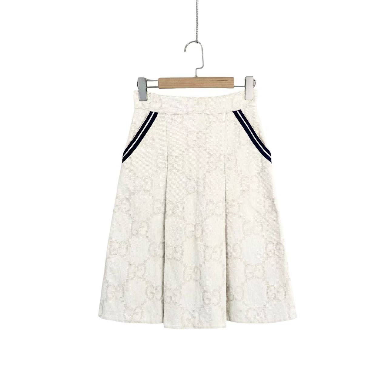 99新 GUCCI/古驰  zz027 棉 双G暗纹满印半裙 38码