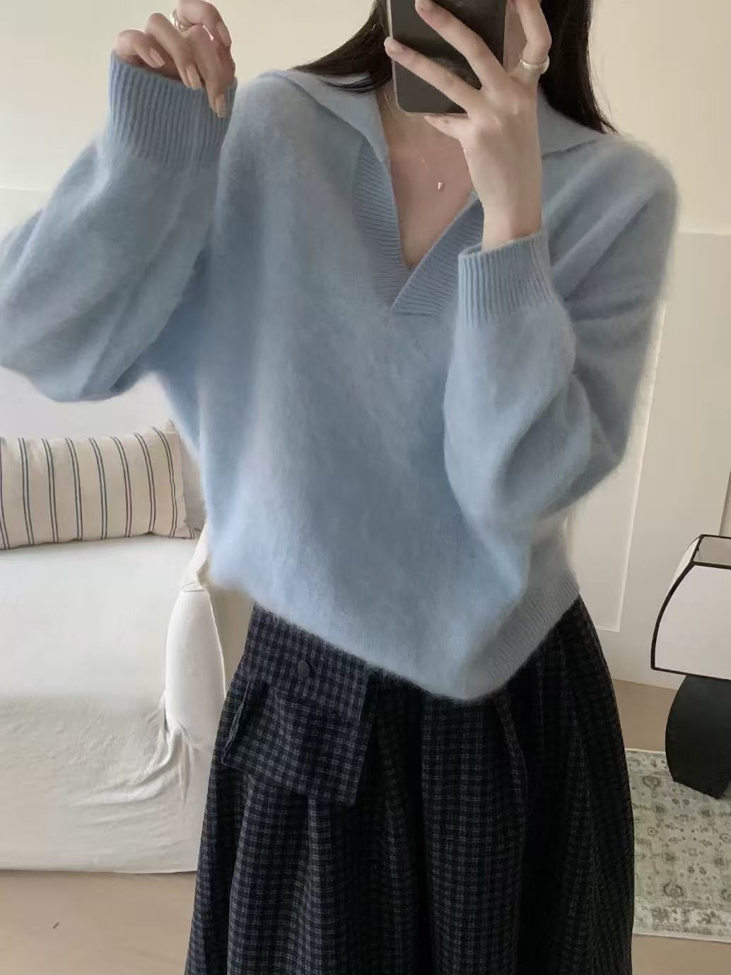 【鑫绒毛衣】女毛针织衫设计感洋气韩版法式连帽针织外套Y777-A189