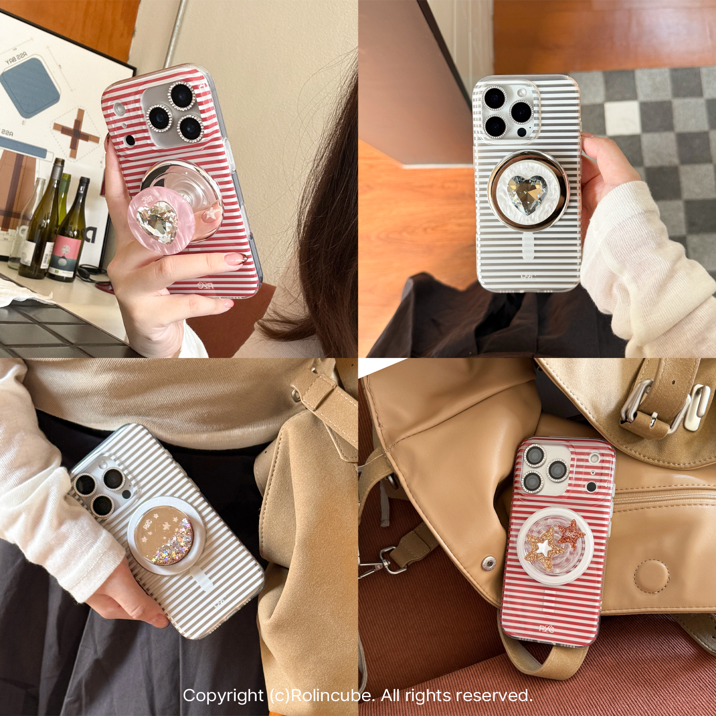 Rolincube原创创意条纹新品iPhone14/15/16/17Promax手机壳磁吸壳