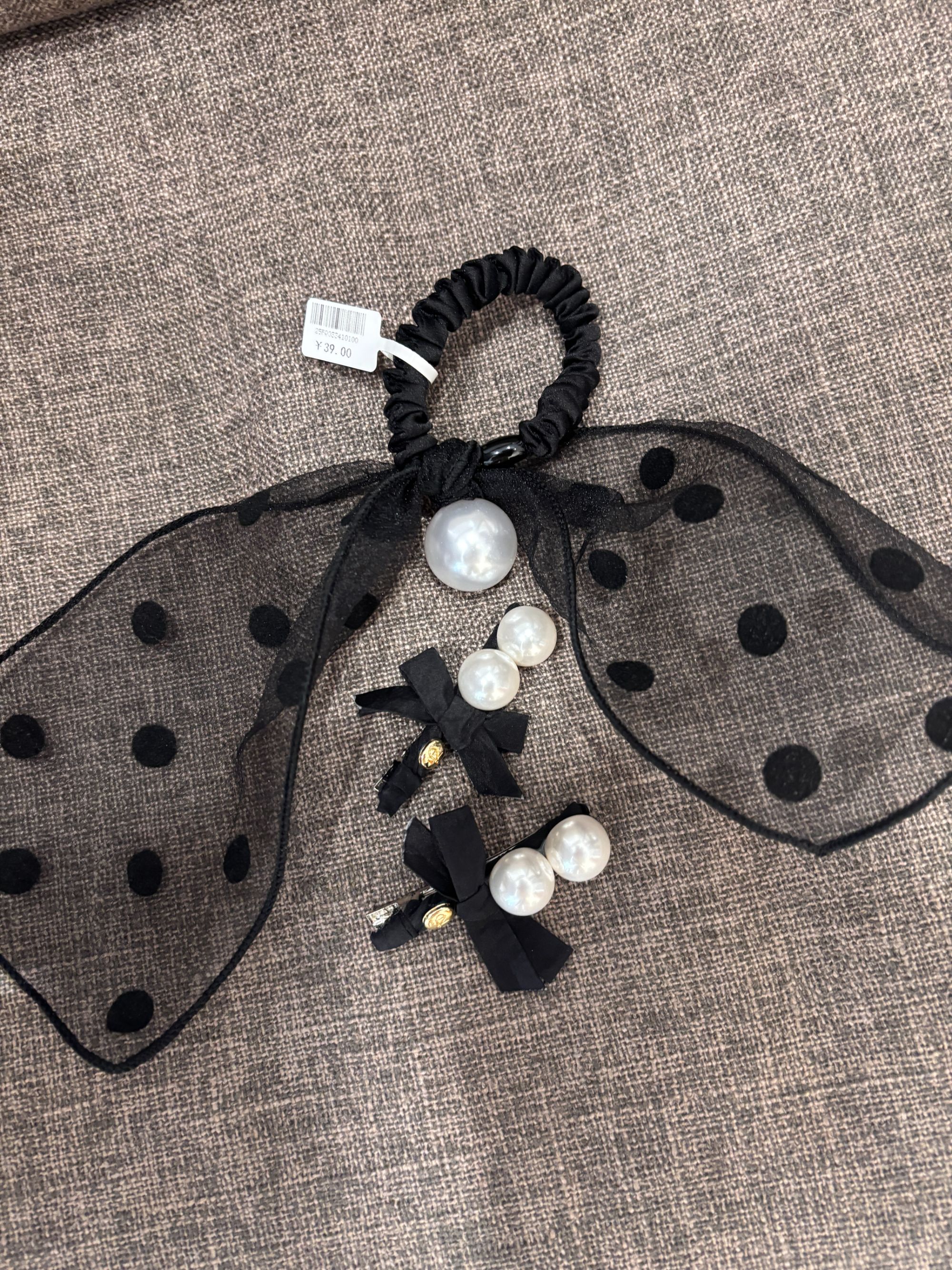 chalan 新款时尚围巾 发圈组合25FQ0334黑+25FJ0342黑