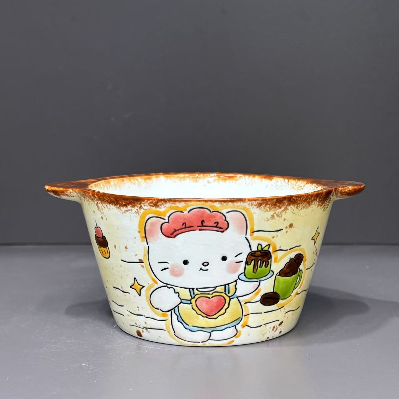 175Kitty雕刻手工陶瓷碗