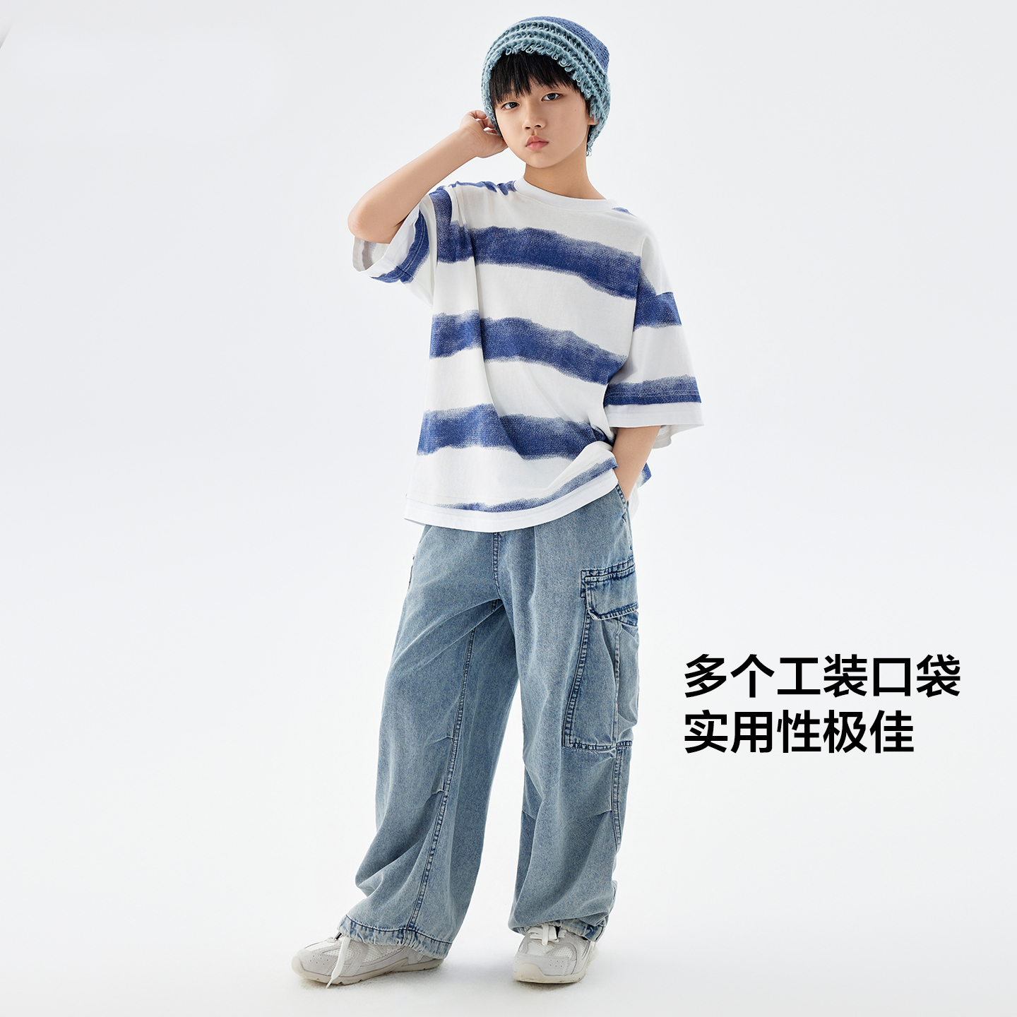 童装男童春秋工装牛仔裤潮酷2025新款大童秋装裤子儿童长裤男