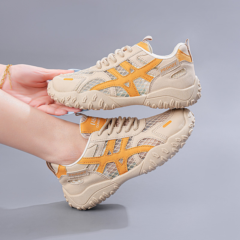 2025年夏季新款厚底透气德迅鞋女网面休闲韩版百搭软底防滑运动鞋