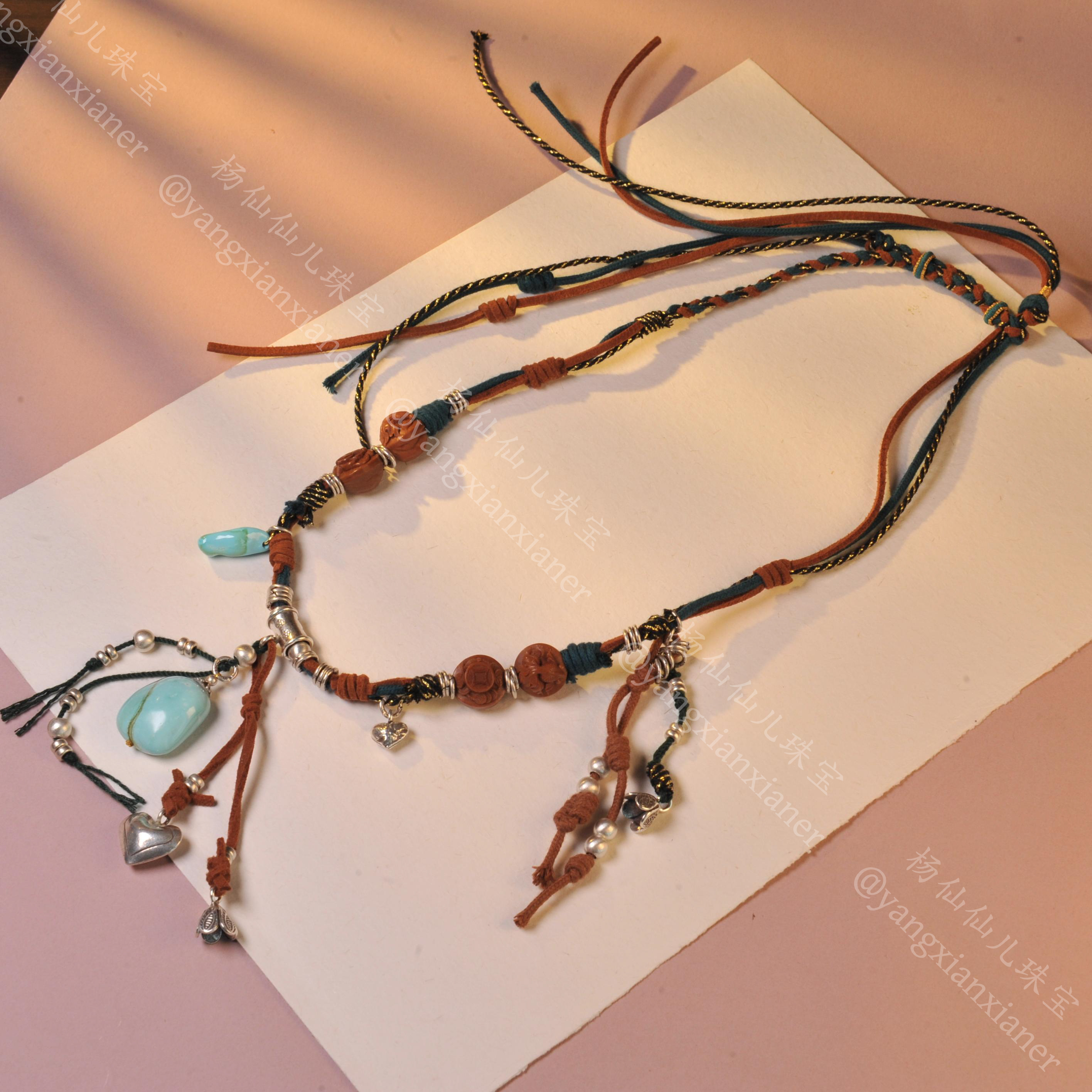 【杨仙仙珠宝】银镶绿松石多宝项链- A5342