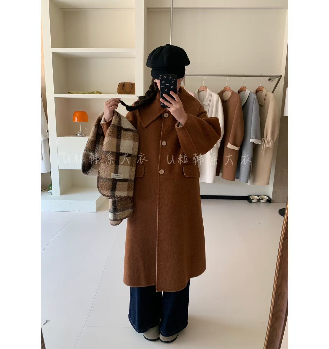 反季大促【莉莉安】秋冬时尚气质宽松轻奢千金风中长款毛呢大衣5532