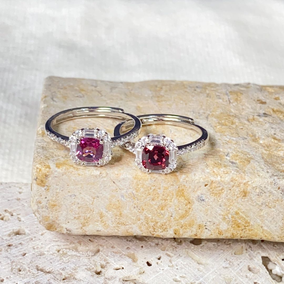 【星浩好物】s925银镶石榴石戒指QT05L139【多样性发一件】5*5