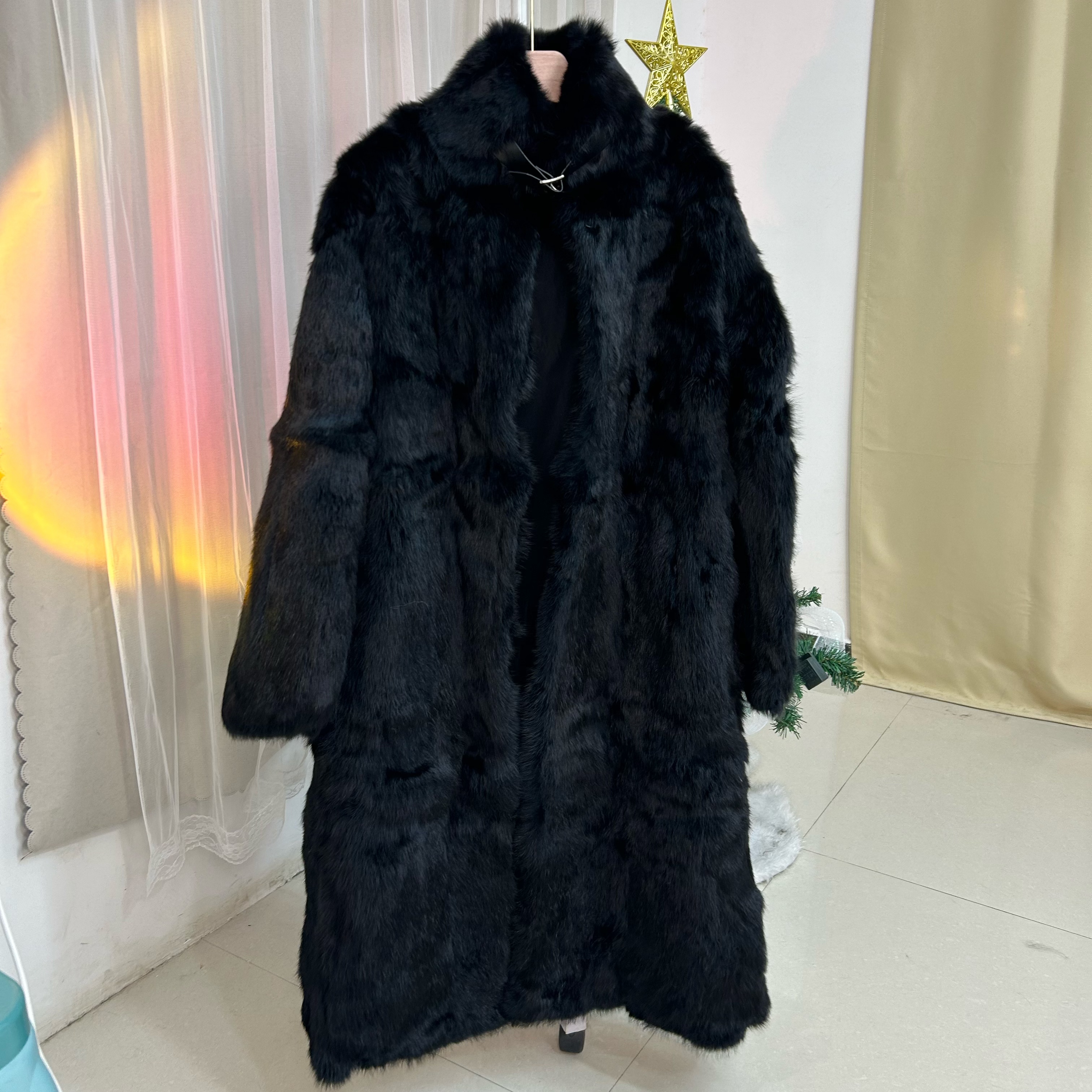 新款网红兔毛外套110长女款气质时尚冬季