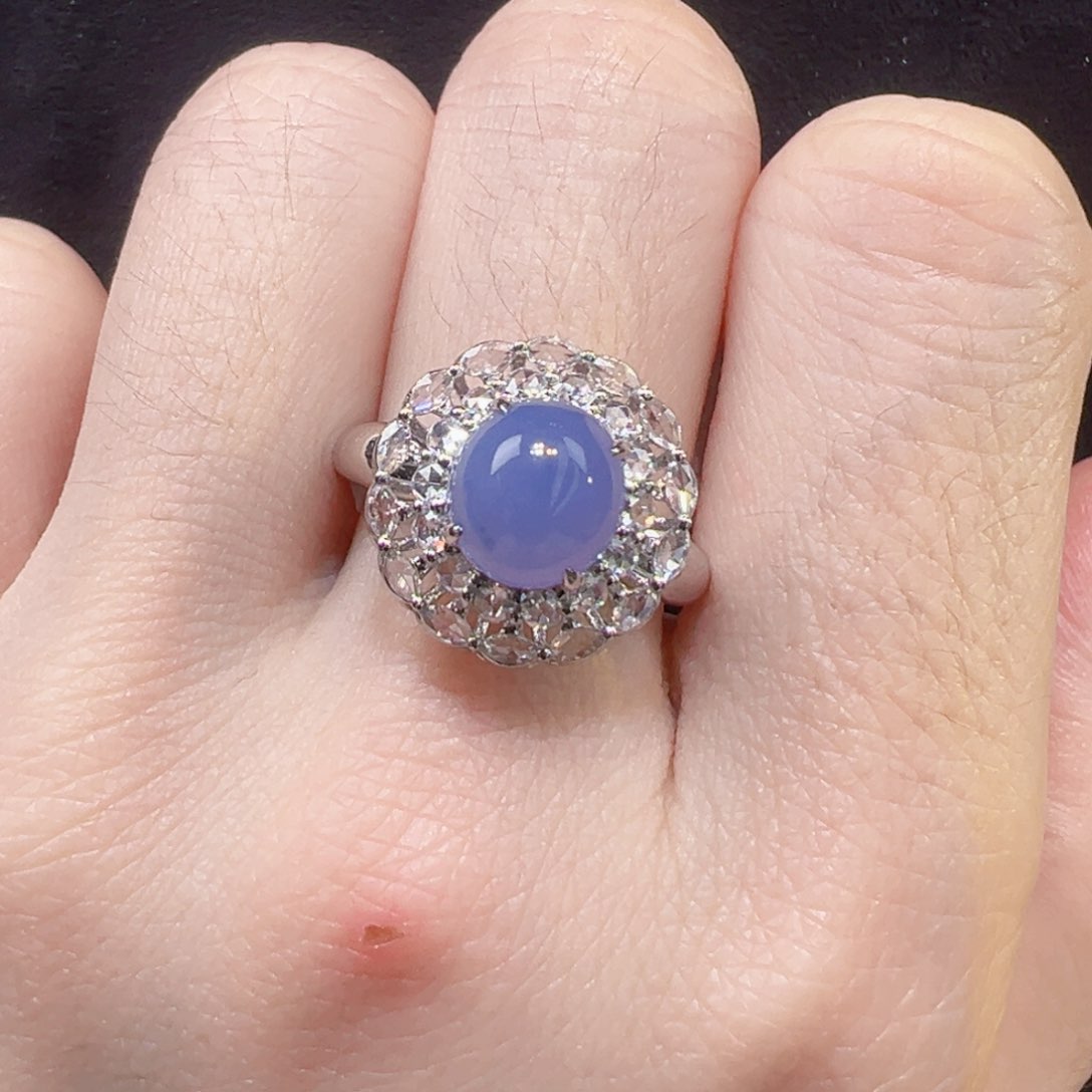 翡翠戒指18K金镶嵌戒指