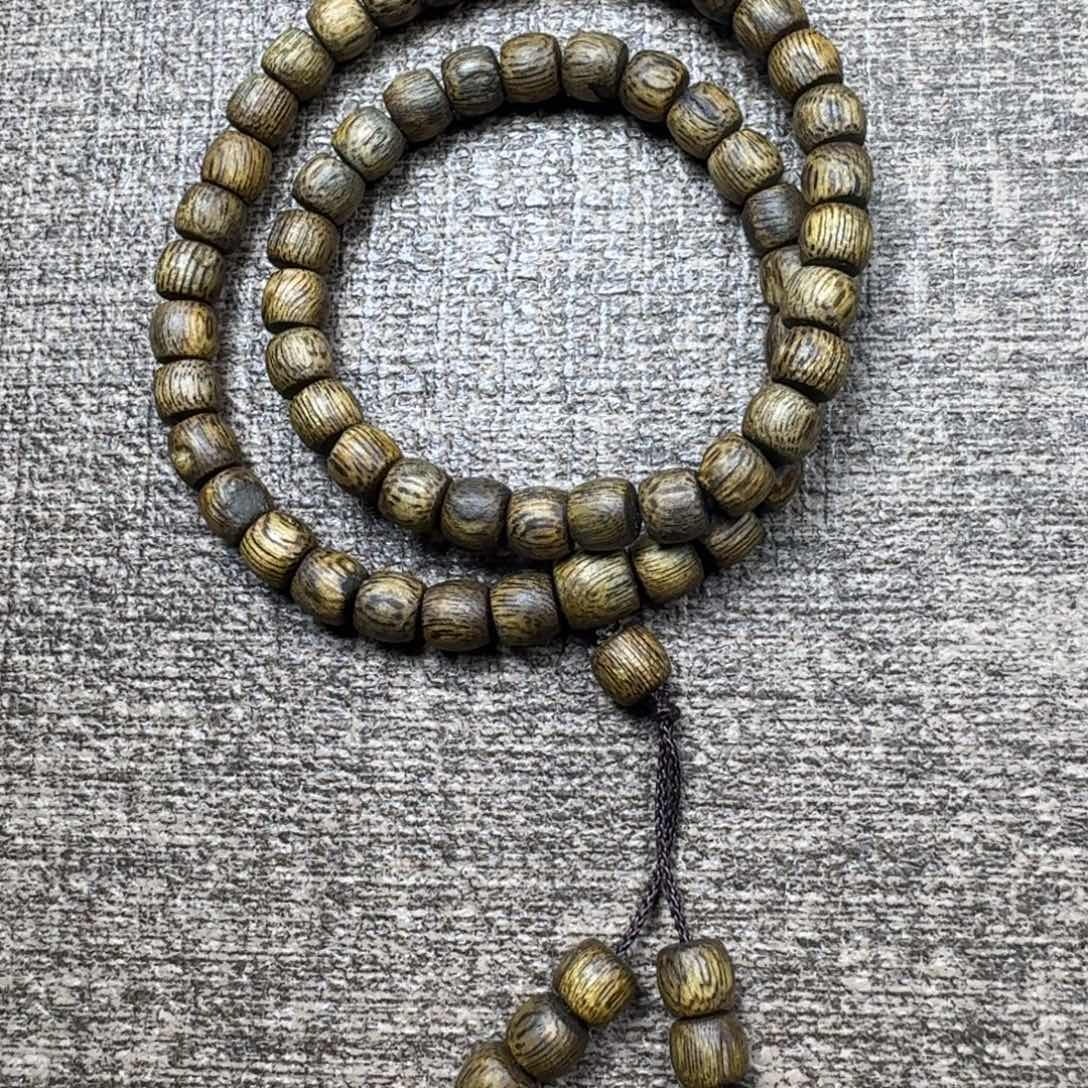 沉香碎屑沉香绿棋鼓珠双圈0.6/7.7