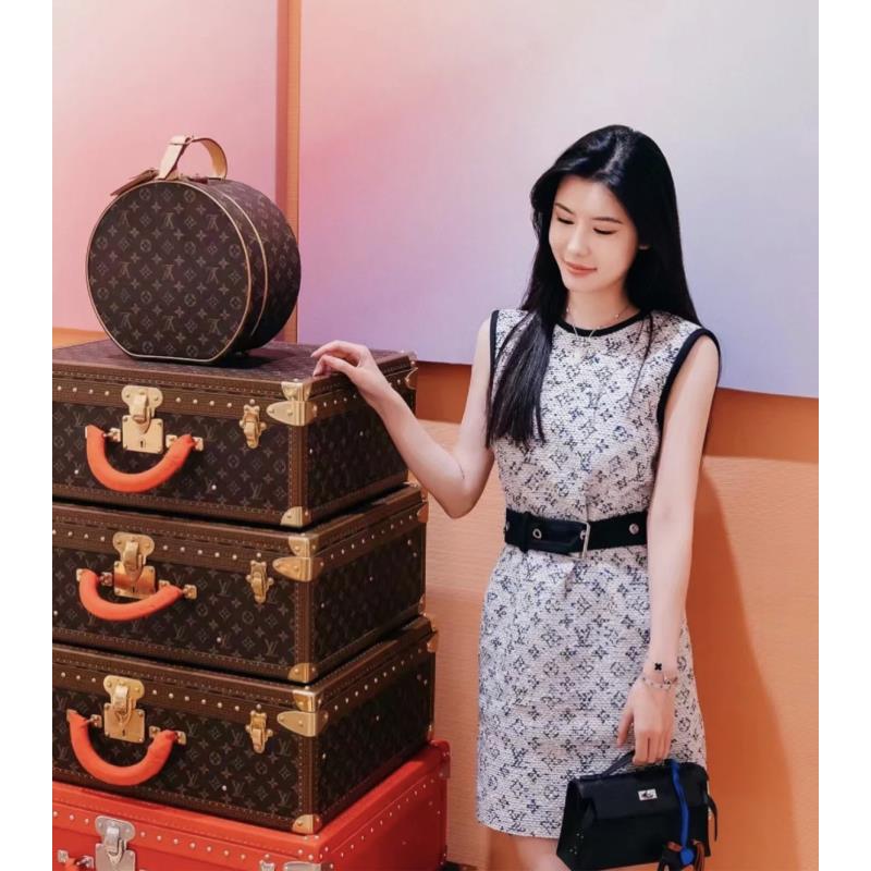 99新 LouisVuitton/路易威登 pp829 棉 老花满印无袖连衣裙 36码
