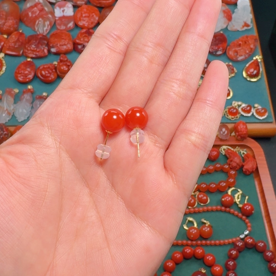 南红玛瑙南红18K金镶嵌