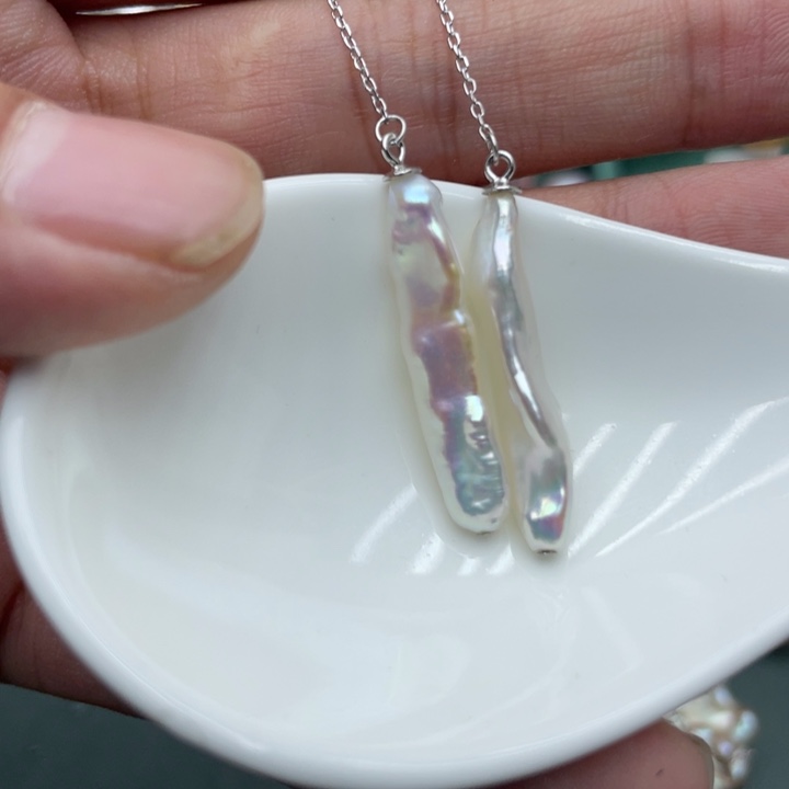 淡水珍珠耳饰银S925镶嵌