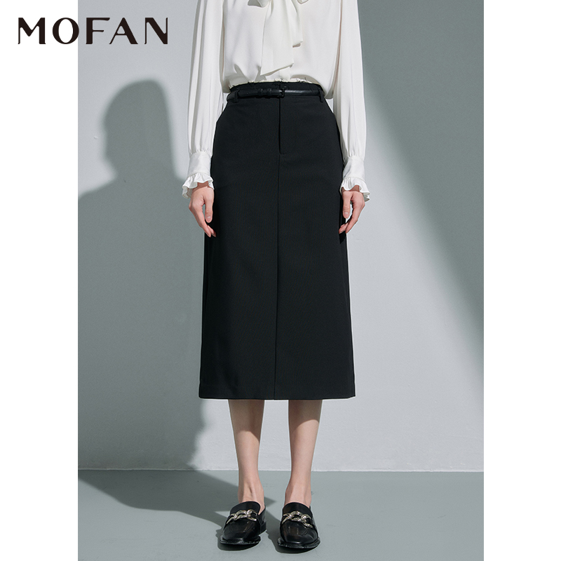 【籽言专属】MOFAN摩凡春新款黑色半身裙MAB372587