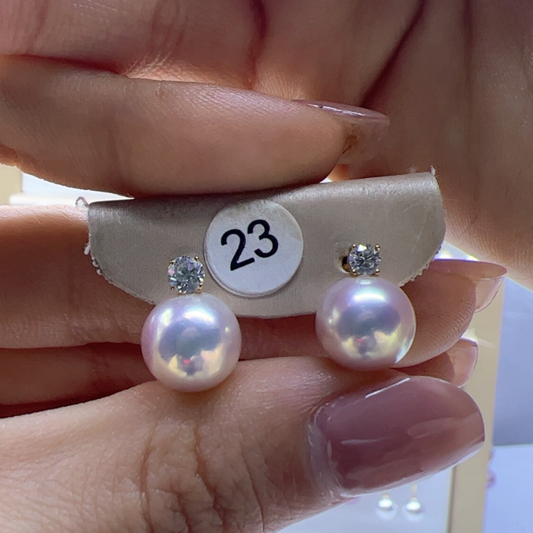 淡水珍珠耳饰18K金镶嵌