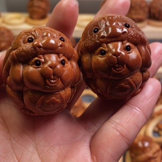 橄榄核手串/手链桃*宝醒师兔一对