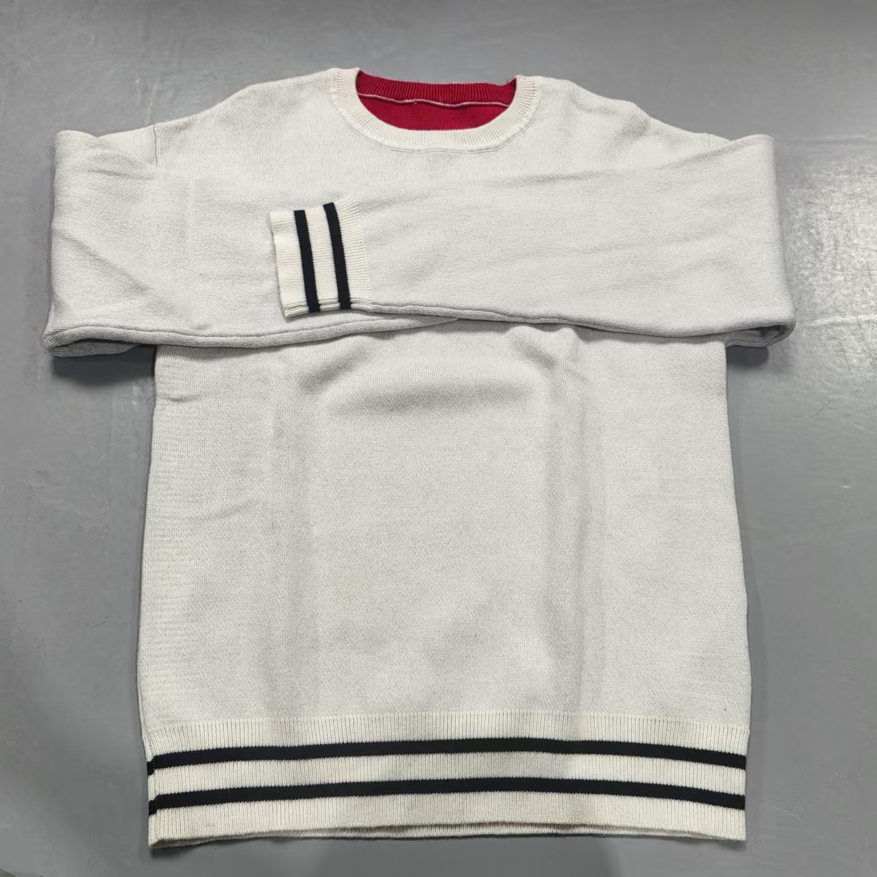 【南油玲姐】米白色拼色毛针织衫MY906