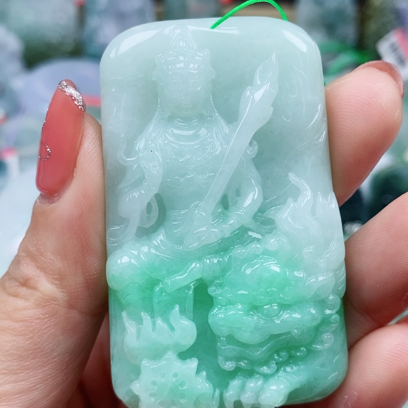 【闪购商品】翡翠颈饰未镶嵌天然翡翠A货阳绿文殊