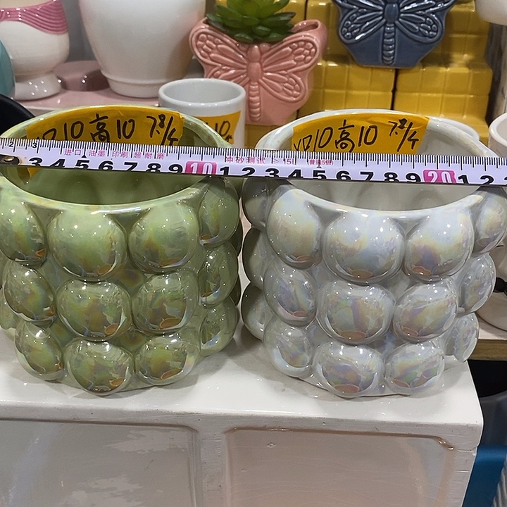 陶盆有孔 瑕疵针孔漏釉介意勿拍 口高