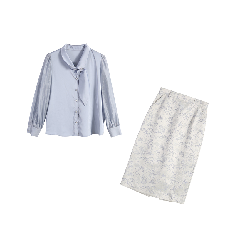 【苏柏妮】春季雾霾蓝气质大码减龄套装ZL103432