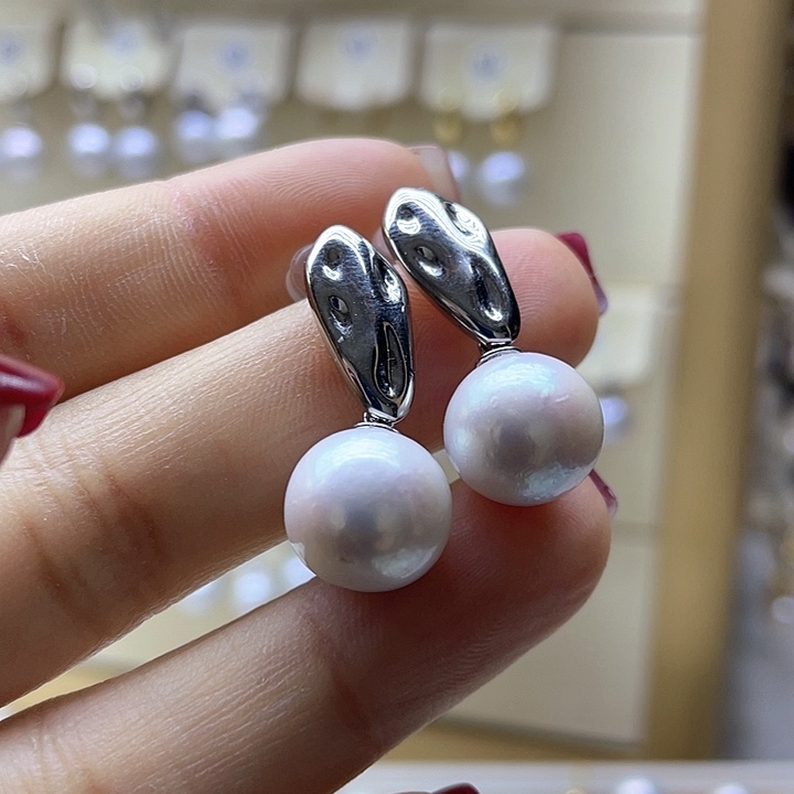 淡水珍珠耳饰银S925镶嵌