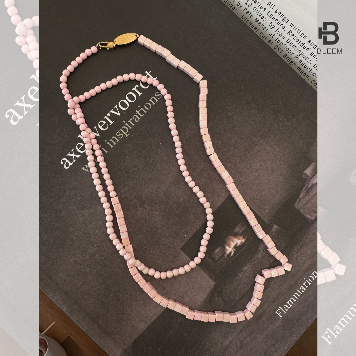 不锈钢项链 BLEEM COULEUR系列 粉色松石 可叠戴 两圈串珠项链