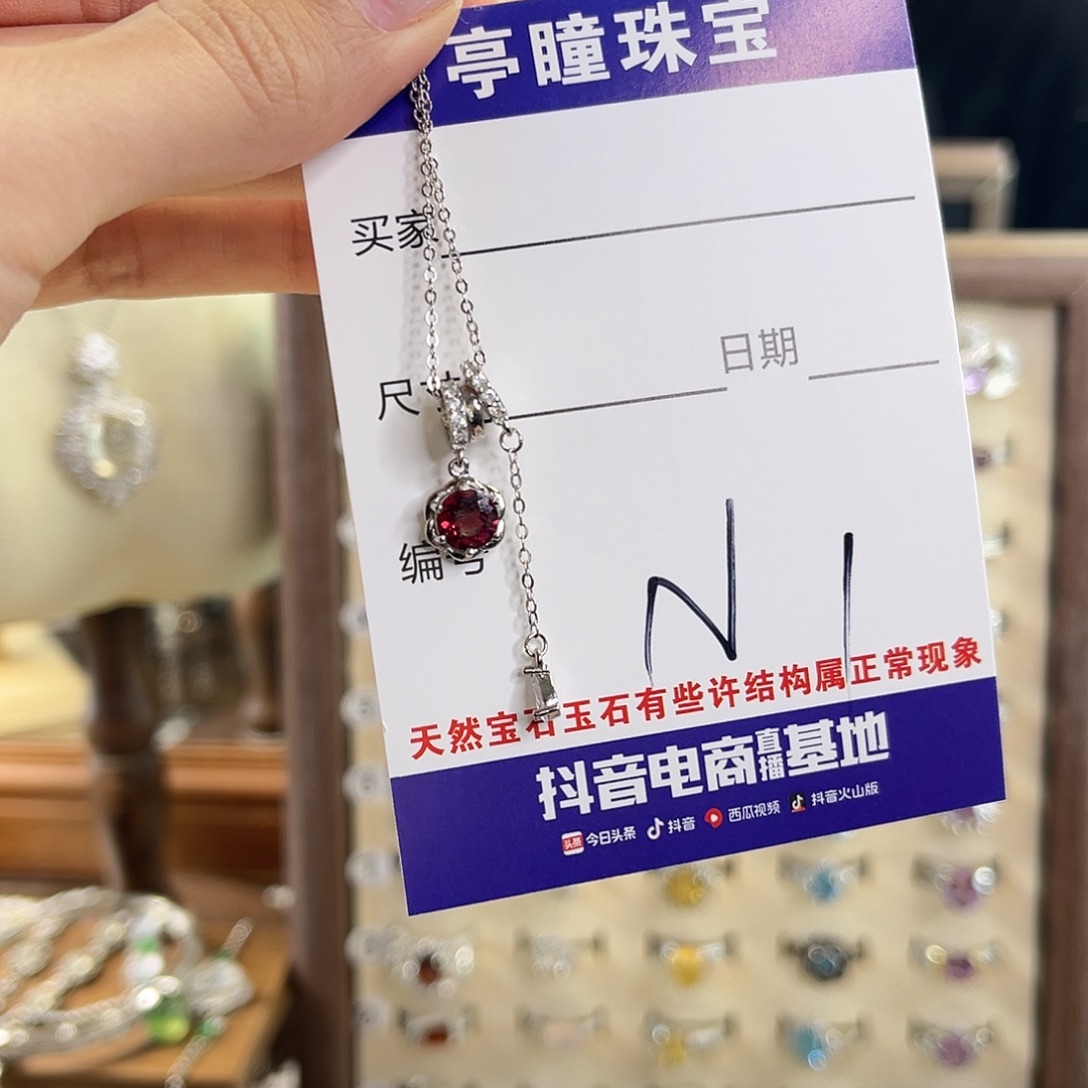 在***里项链银S925镶嵌石榴石