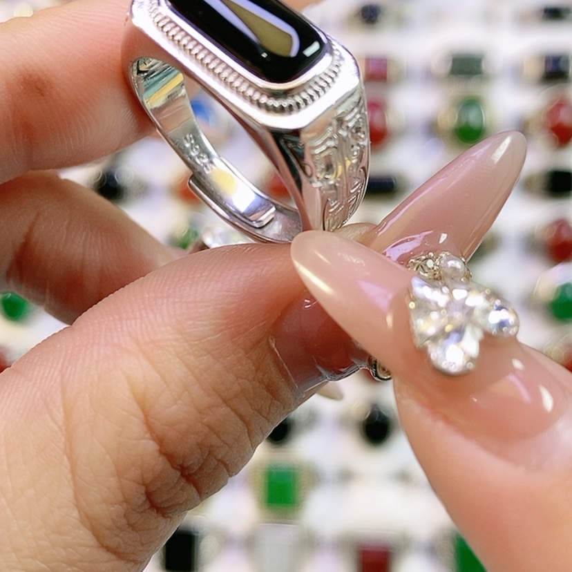 【闪购商品】银S925镶嵌戒指玛瑙/玉髓