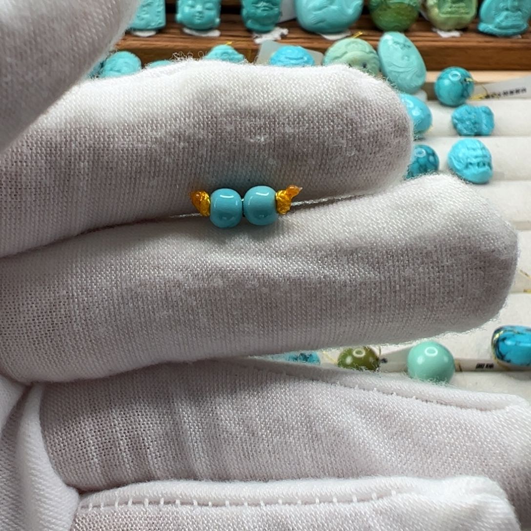 绿松石未镶嵌老型对珠4.6mm