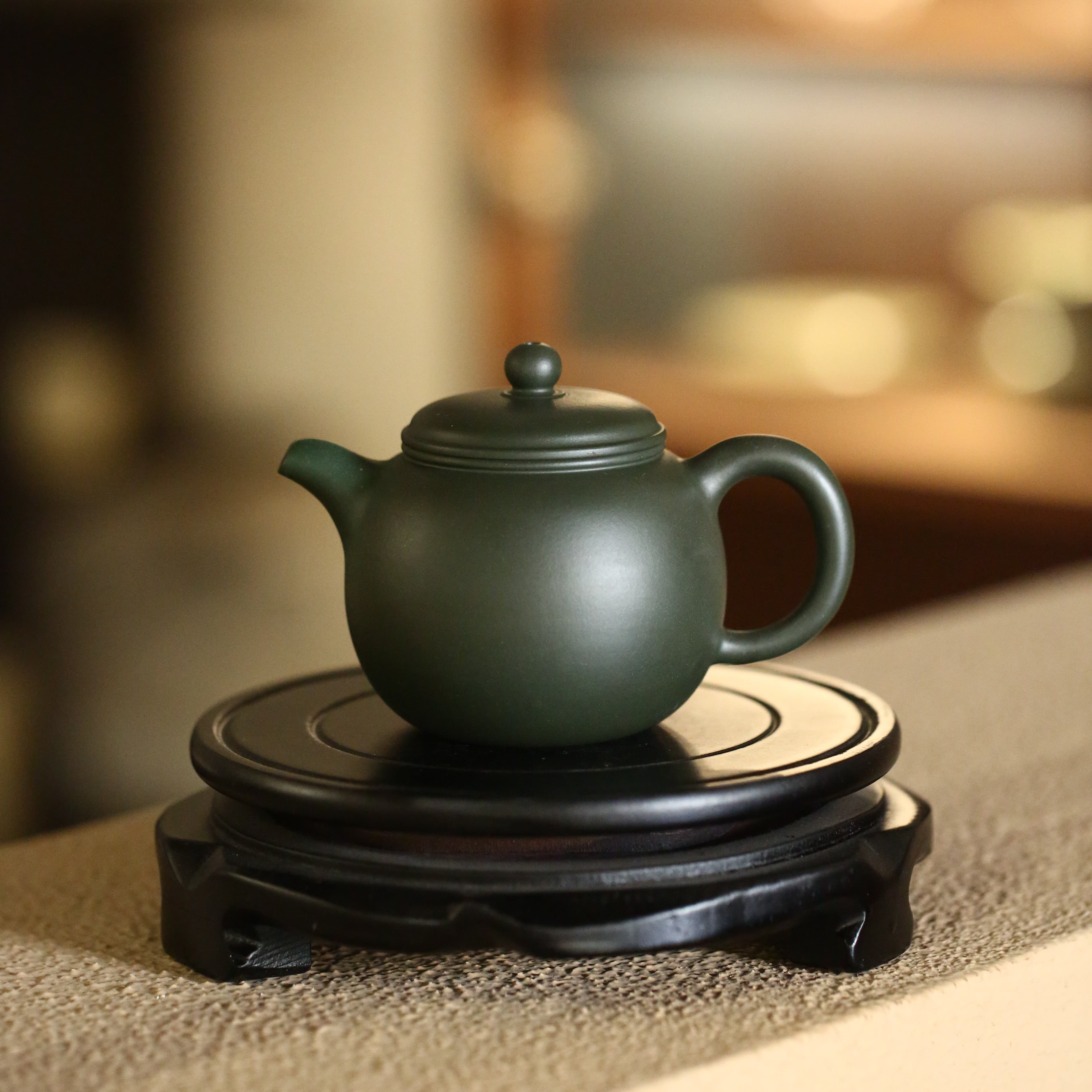 【陶研所专属】匏尊 敬砂堂 老料墨绿泥 150cc 茶壶