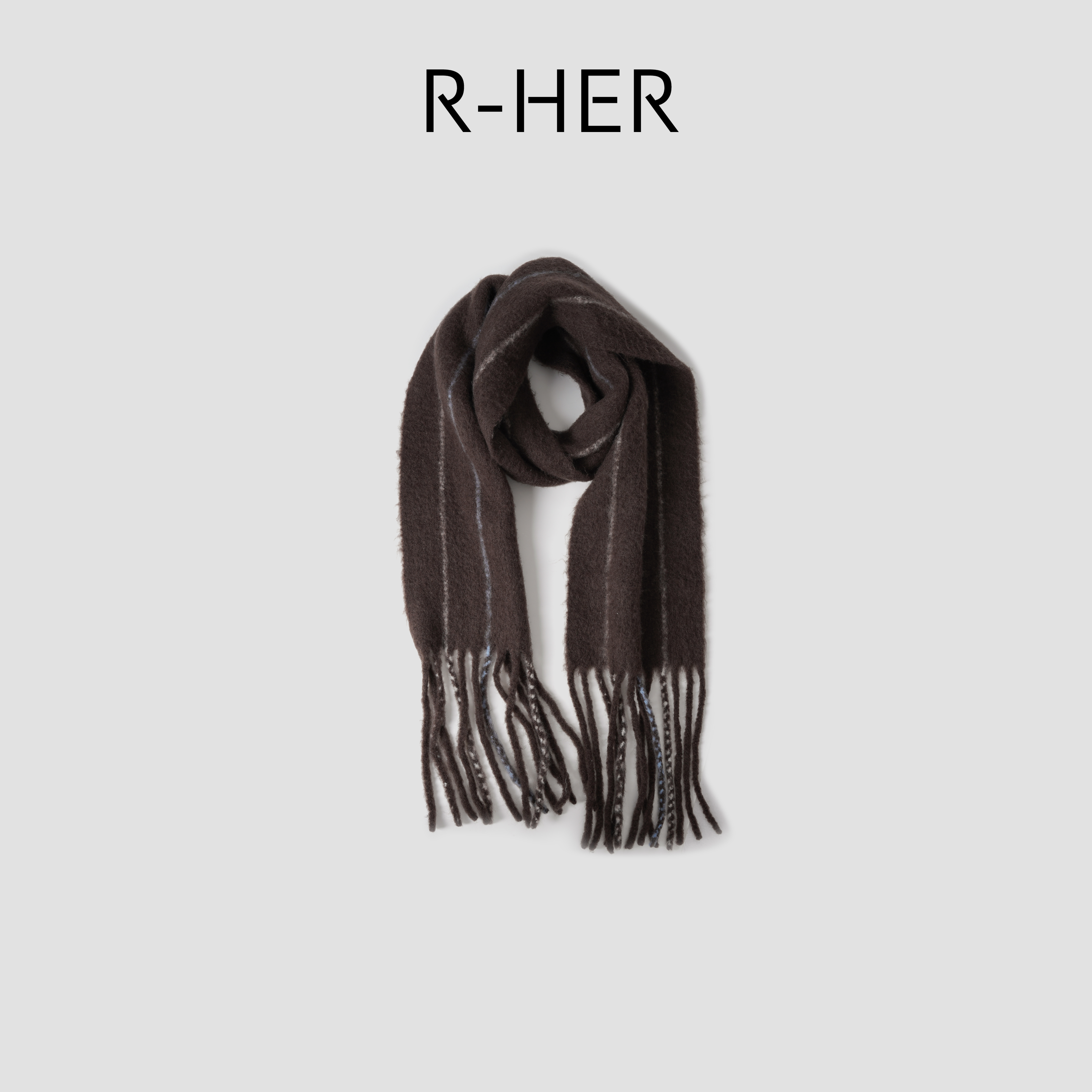 R-HER“奥利奥”厚款针织条纹休闲风加厚羊毛百搭围巾RP25DO7588