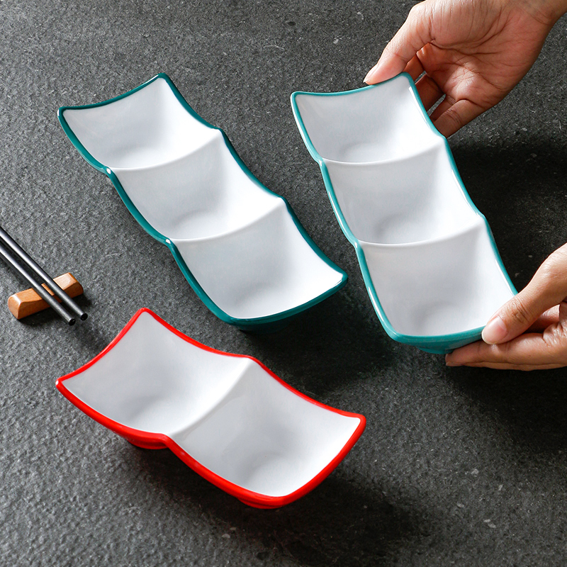 祥源美密胺餐具味碟两格三格碟商用火锅烤肉酱料调料蘸料碟塑料碟