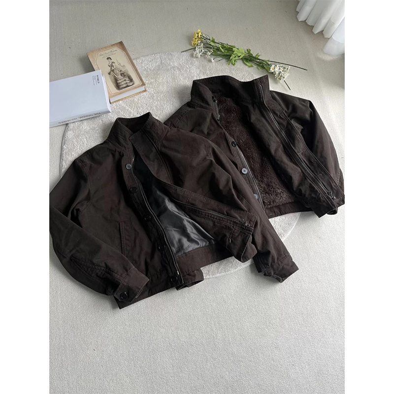 Xanvas军款AF仿兔毛加厚重水洗立领百搭夹克座山雕秋冬保暖王炸