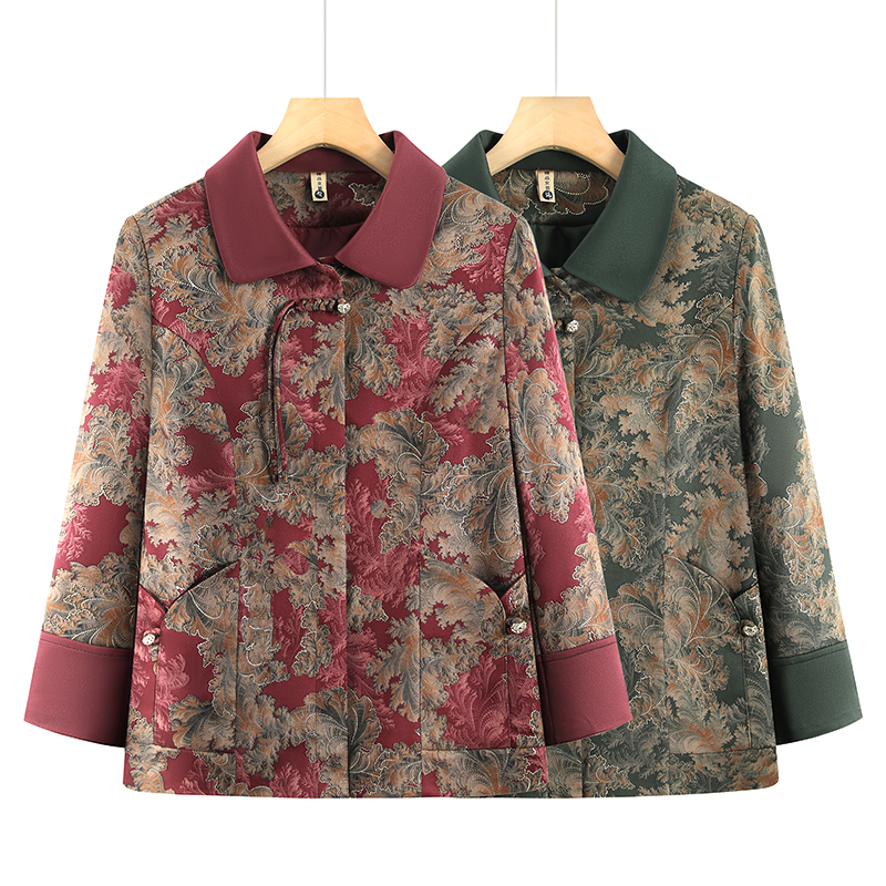 中老年人新款妈妈秋装翻领外套老太太洋气上衣春秋款妈妈装外搭