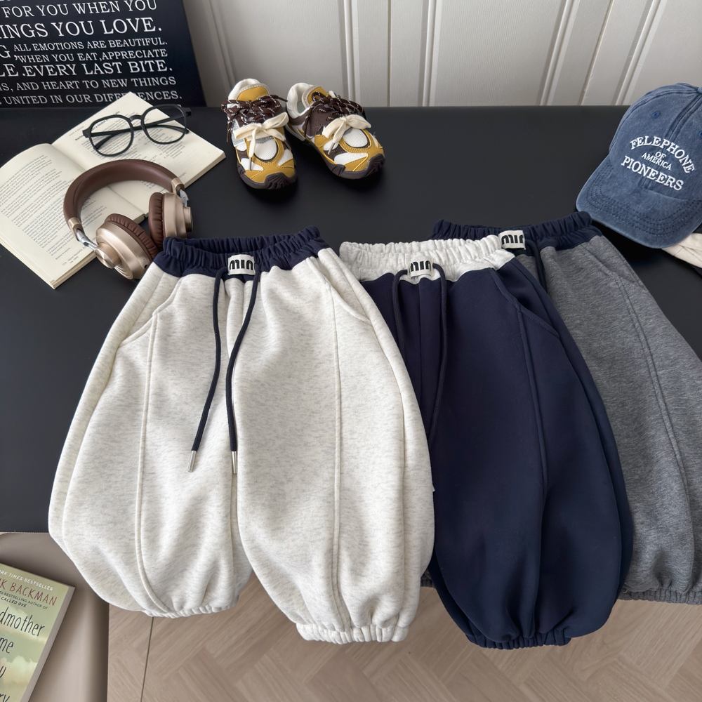 【加绒加厚】儿童韩系卫裤秋冬男女宝新款收口裤洋气潮