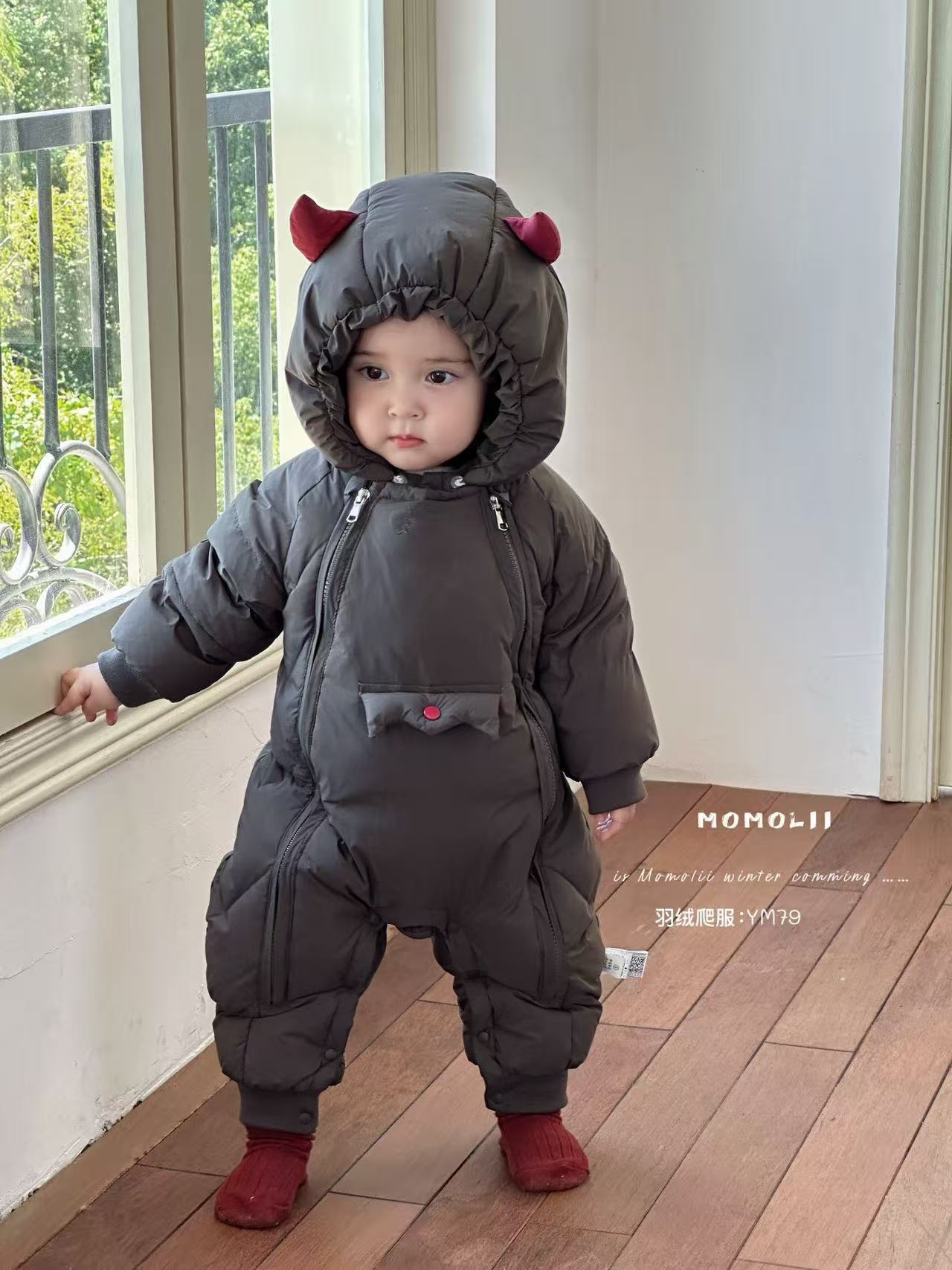 男宝羽绒服白鸭绒加厚连体衣外出服冬季6035