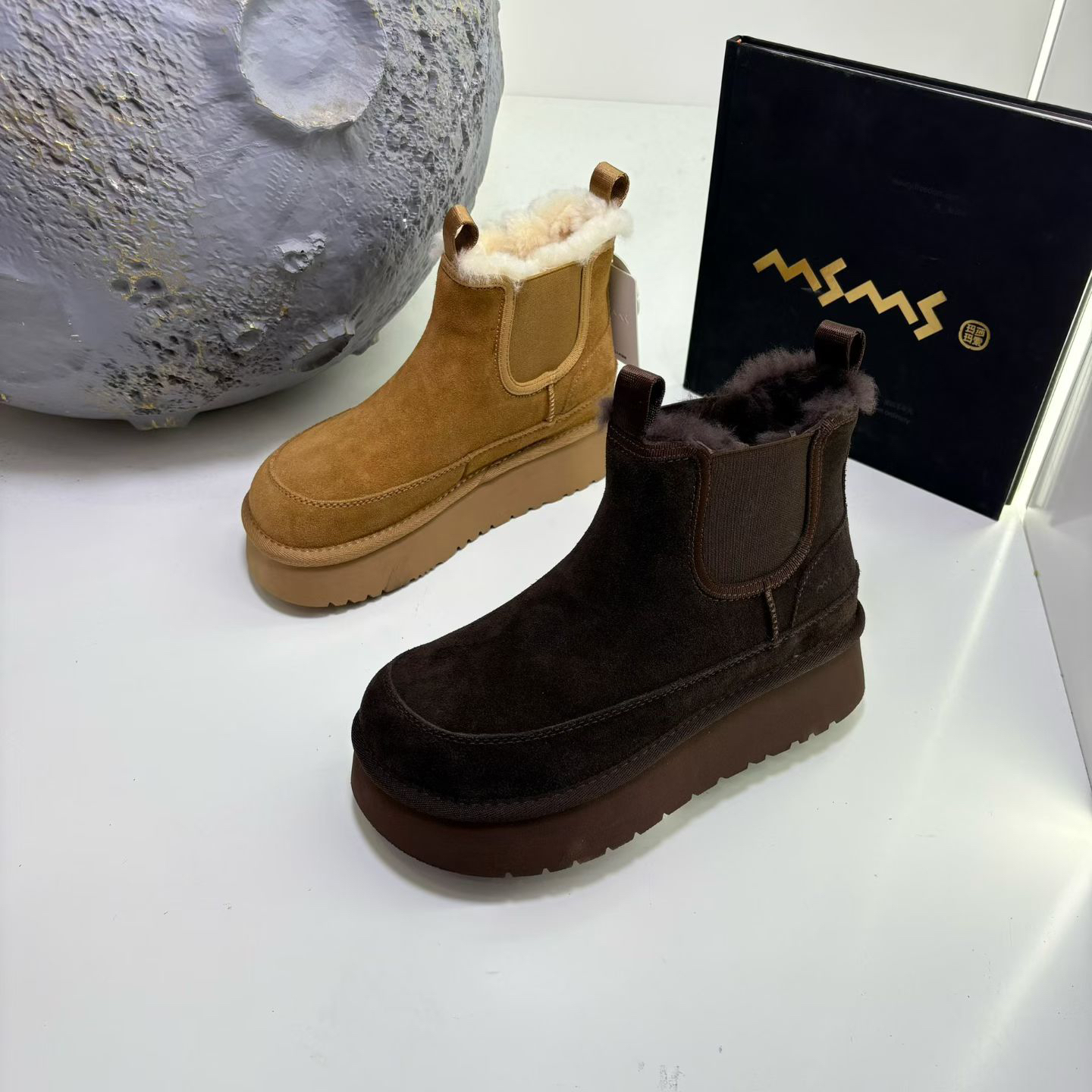 玛莎玛索绒里32-1953女鞋2025冬季新款时尚百搭粗高跟短筒靴