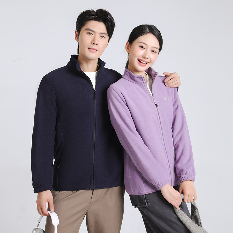 秋冬季户外保暖加绒加厚女士摇粒绒抓绒衣情侣款男士开衫外套8818