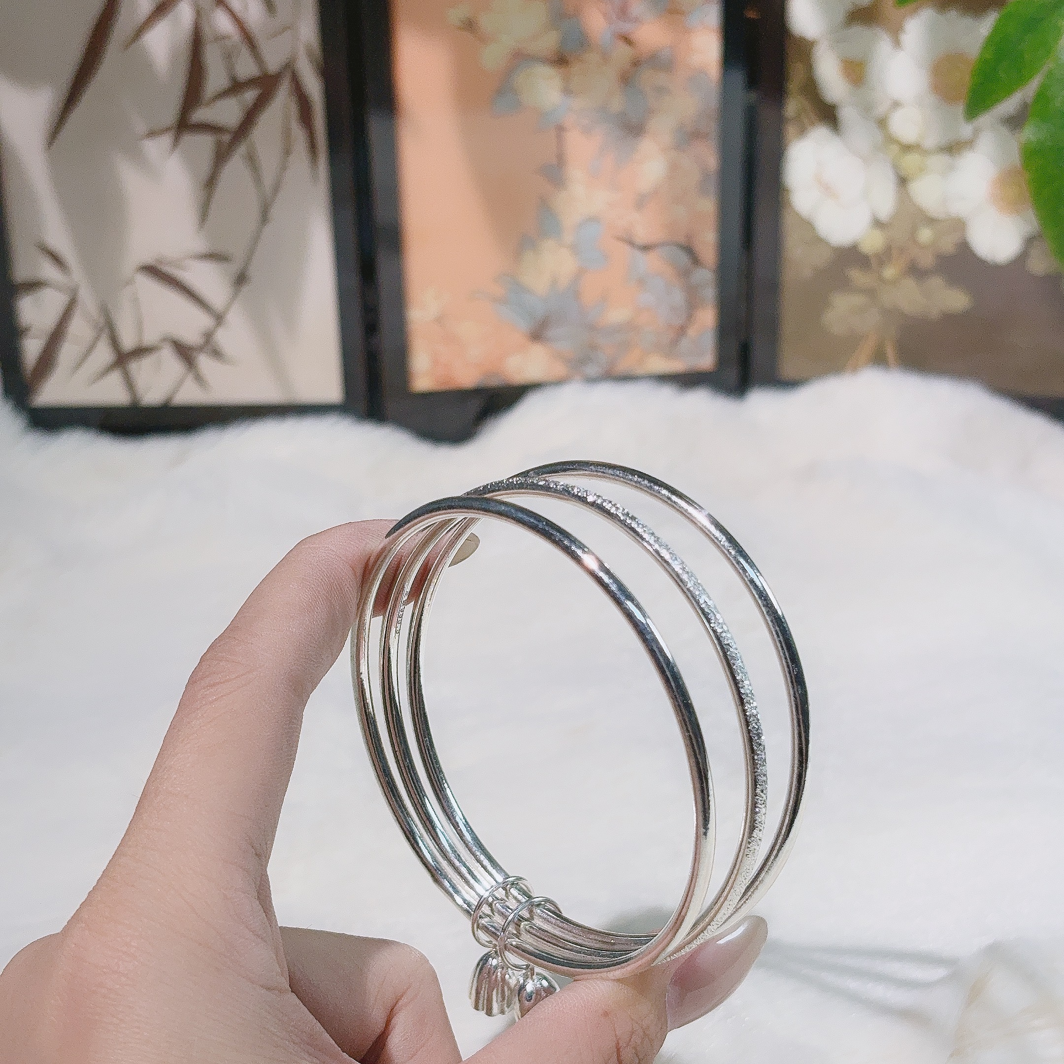 足银手镯 足银手镯 【荃湾银饰】30足银999.9【三生三世】莲蓬两世欢