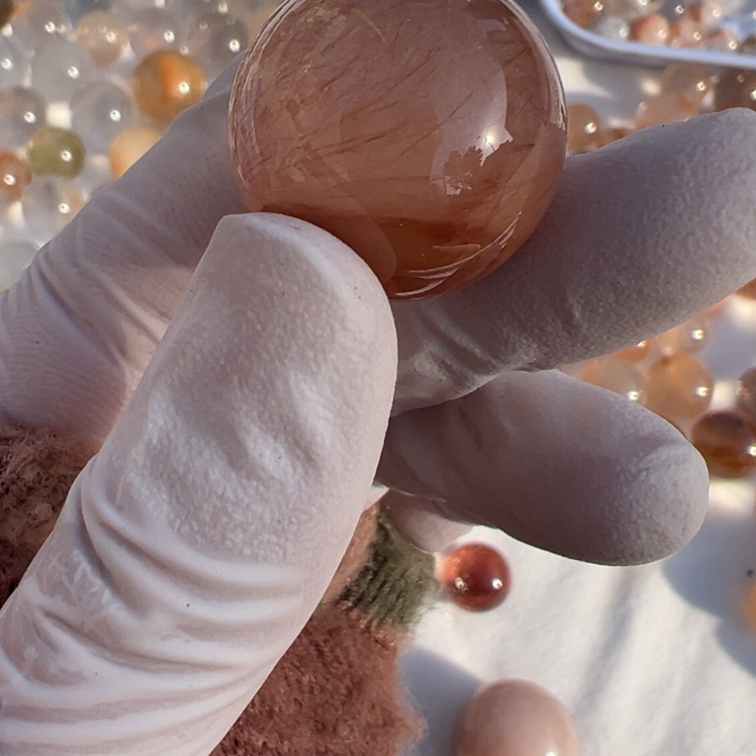 水晶兔毛21mm打孔定制不退换未镶嵌对***机