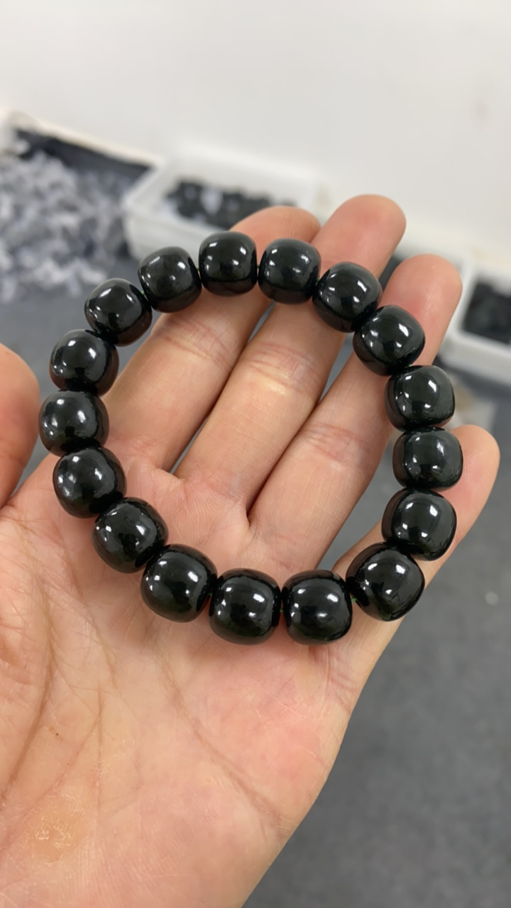 和田玉青玉卡12手串