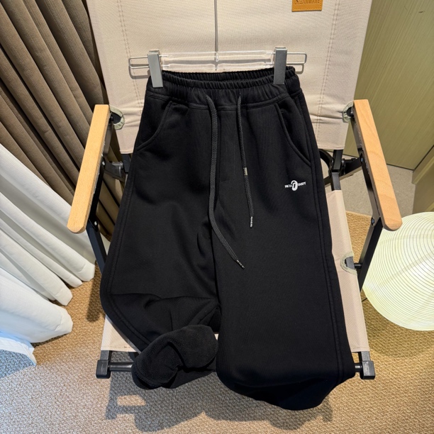【加绒】男童加绒卫裤加厚运动裤中大童黑色保暖束脚裤子女童冬季