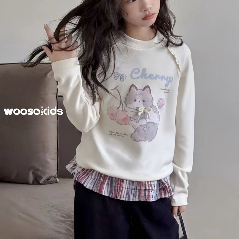 5262童装小猫德绒长袖T