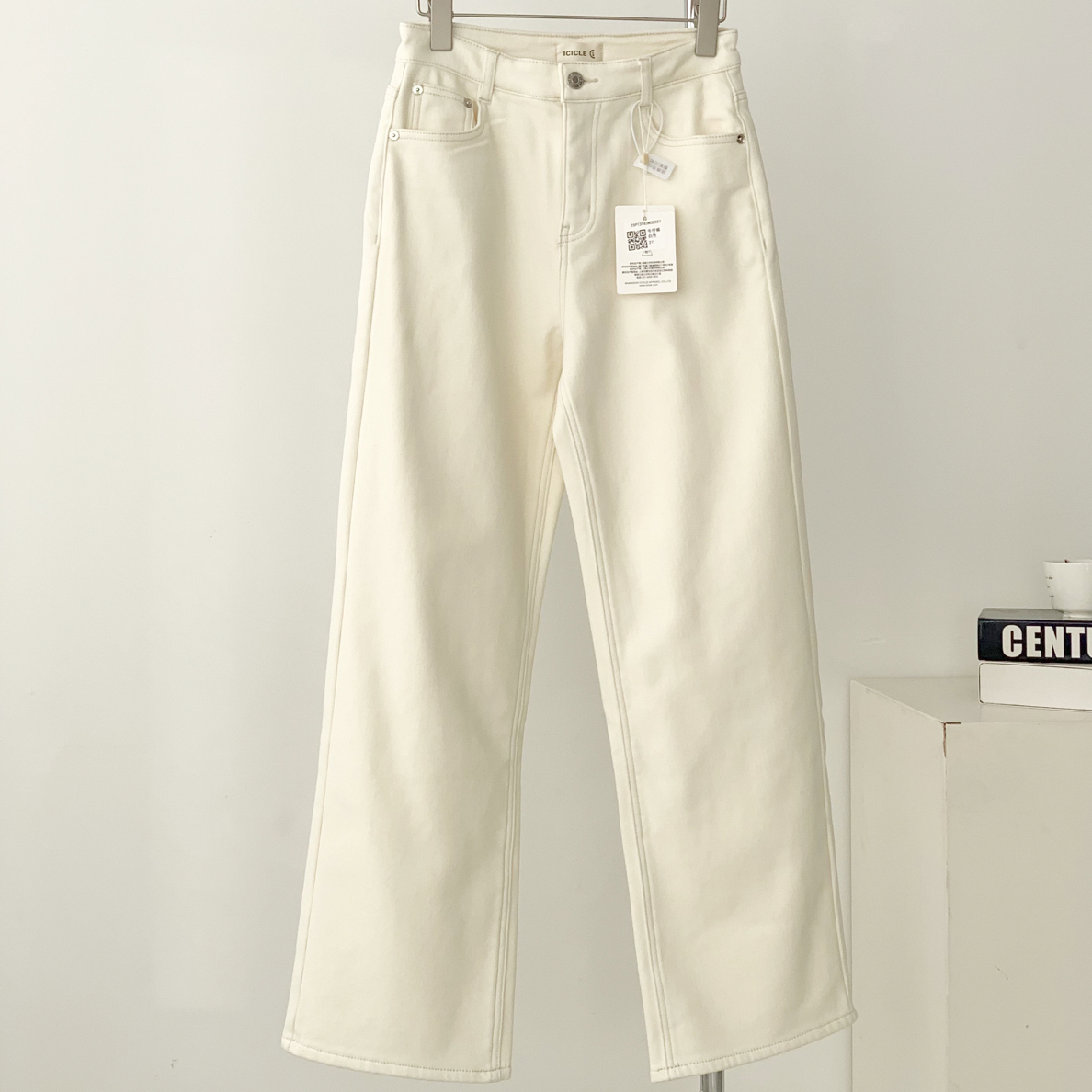 pt3183小禾加绒白色裤子