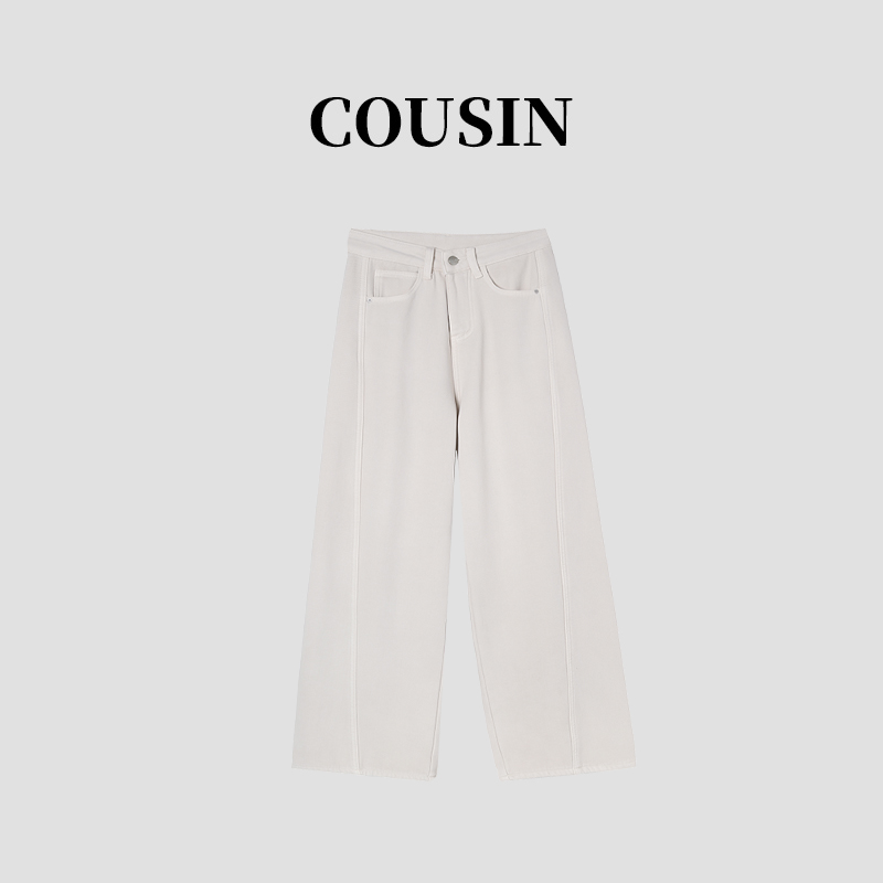 D.cousin 冬季加绒超柔女款阔腿牛仔弯刀裤休闲白搭修身显瘦#9608