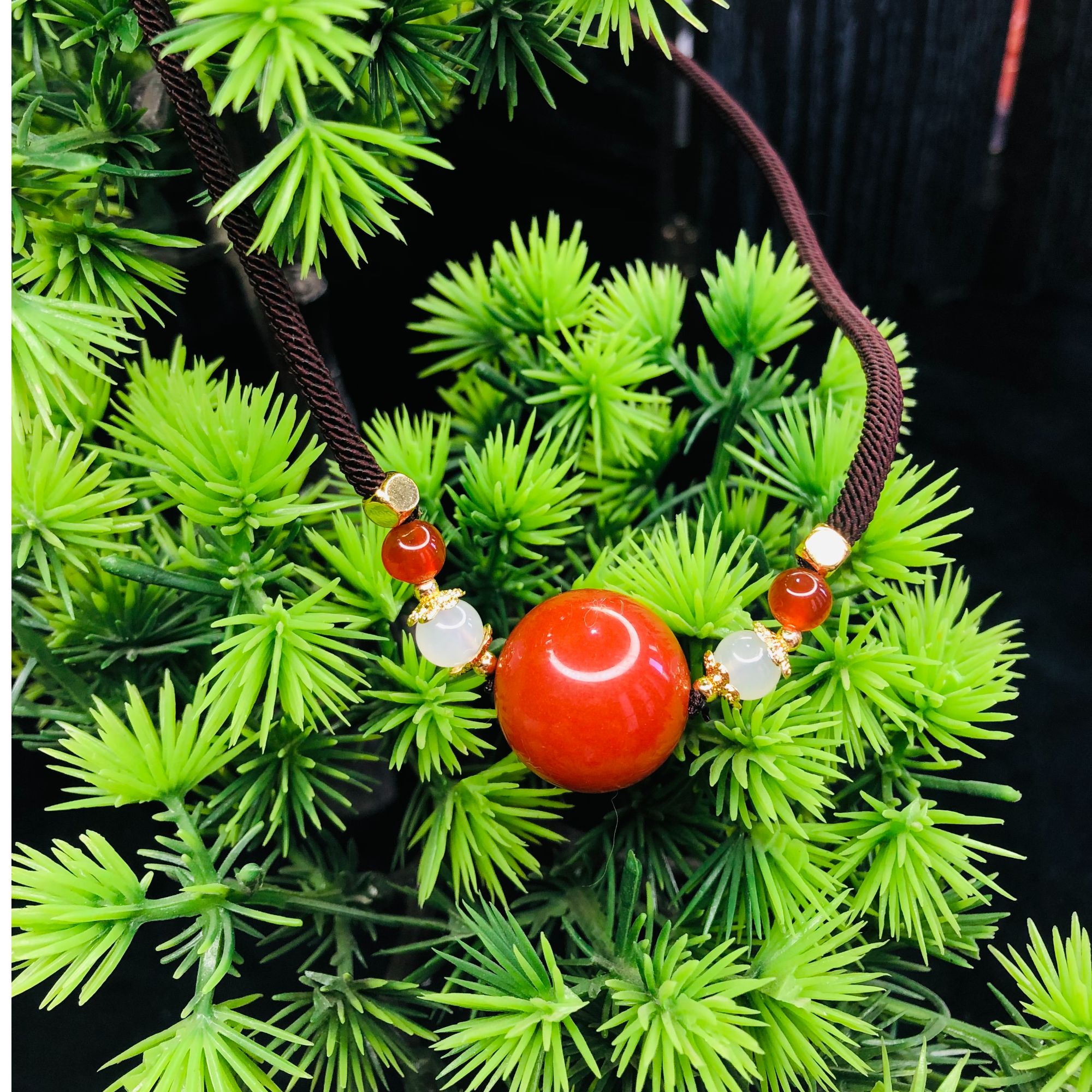 【玉晶坊珠宝】黄龙玉转运珠锁骨链手工编织冰红时尚精美珠珠百搭