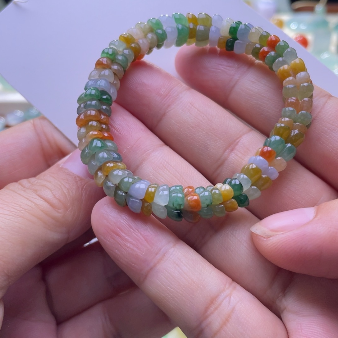 翡翠散珠桂花手串卡7.5