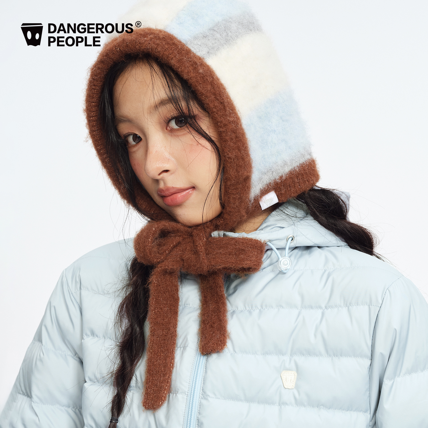 Dangerouspeople薛之谦dsp撞色系带针织护耳帽潮流冬季保暖帽子