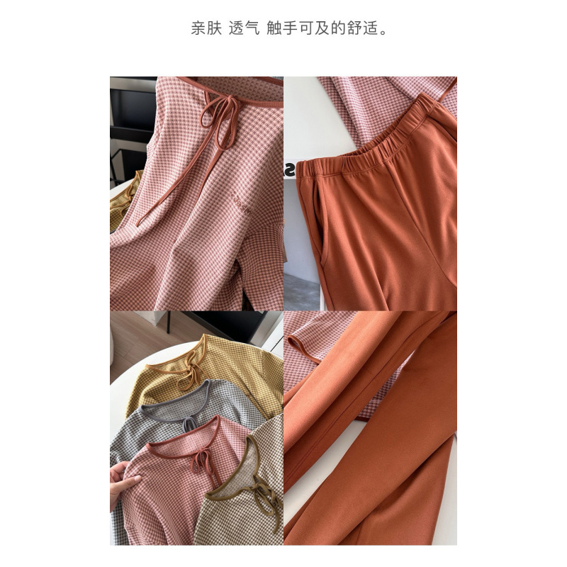 华芙格 带口袋德绒家居服睡衣冬季女款长袖长裤娃娃领高腰套装